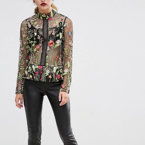 ASOS premium embroidered mesh blouse - Picture 4 of 16
